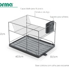 Escorredor De Louças Duplo Aramado Com Bandeja 16 Pratos Dry