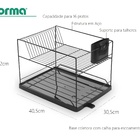 Escorredor De Louças Duplo Aramado Com Bandeja 16 Pratos Dry