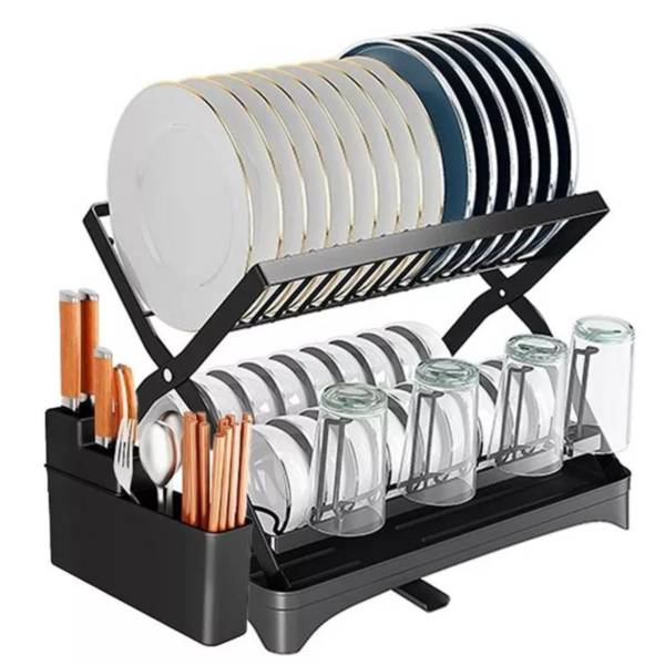 Escorredor De Louças Multiuso Dobrável Ajustável Duas Camadas