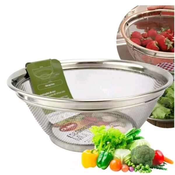 Escorredor De Macarrão Alimentos Cesta Para Frutas Aço Inox M