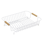 Escorredor De Pratos De Ferro e Madeira Preto- Oikos