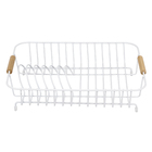 Escorredor De Pratos De Ferro e Madeira Preto- Oikos