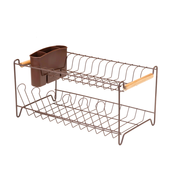 Escorredor Duplo Marrom Aço Arthi