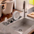 Escorredor Embutido De Louças Inox 304 Escovado Linear 60cm