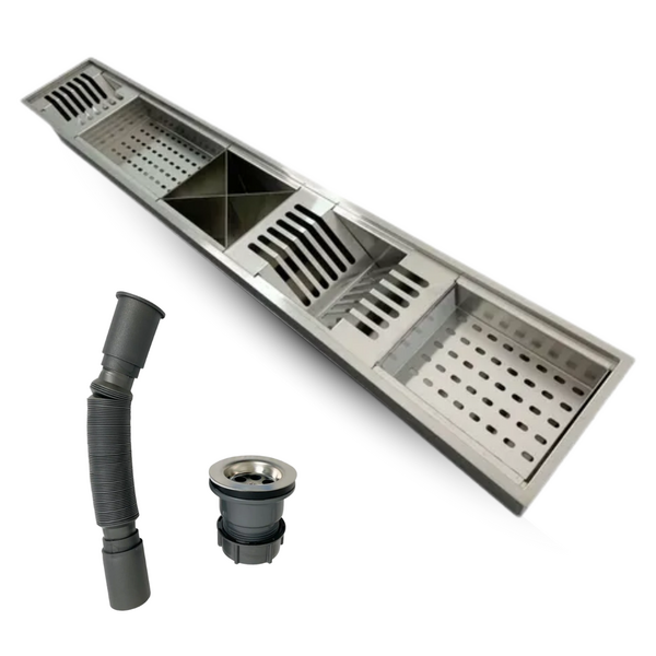 Escorredor Embutido De Louças Inox 304 Escovado Linear 90cm