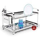 Escorredor Inox 20 Pratos Montado C/ Porta Talheres Em Inox