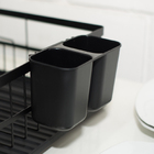 Escorredor Louça 1 Andar Com Porta Talher Aço Preto 9 Pratos