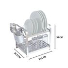 Escorredor Louça Pia 12 Pratos Inox Porta Talheres Branco