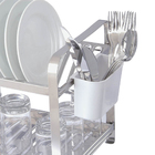 Escorredor Louça Pia 16 Pratos Inox Porta Talheres Branco