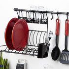 Escorredor Louça Suspenso 10 Pratos Parede Preto Porta Talher