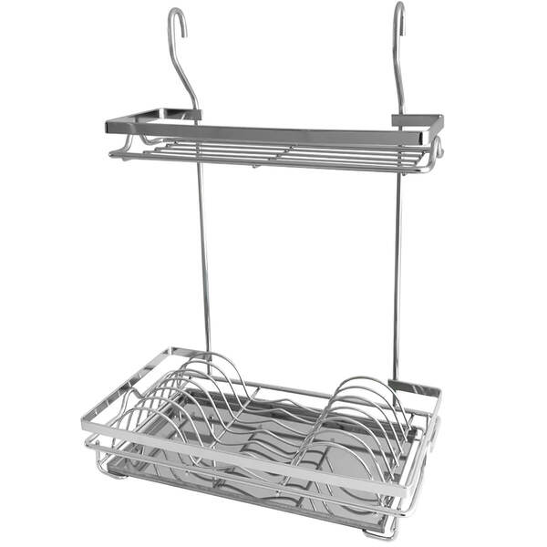 Escorredor Porta Pratos Com Bandeja Prateleira Encaixe Inox S