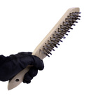 Escova Aço Manual Aeme Cabo De Madeira 4 Fileiras