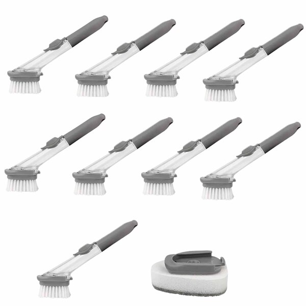 Escova De Limpeza 2 Em 1 Dispenser Detergente Esponja Limpa C