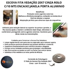 Escova Fita Vedação 20x7 Cinza Rolo C/10 Mts Encaixe Janela P