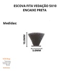 Escova Fita Vedação 5x10 Preta Rolo C/50 Mts Encaixe Janela P