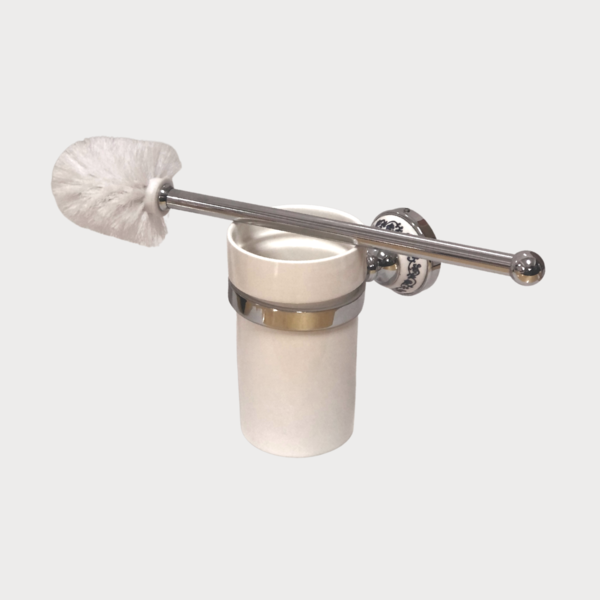 Escova Higiênica Vintage Retrô Cromado Provençal Porcelana