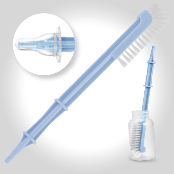 Escova Lavar Mamadeiras Dupla Ação - Limpa Bicos E Mam Azul