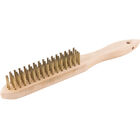 Escova Manual Com Cerdas De Latão 3 Fileiras Cabo De Madeira