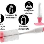 Escova Para Mamadeira Com Ventosa Rosa