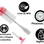 Escova Para Mamadeira Com Ventosa Rosa