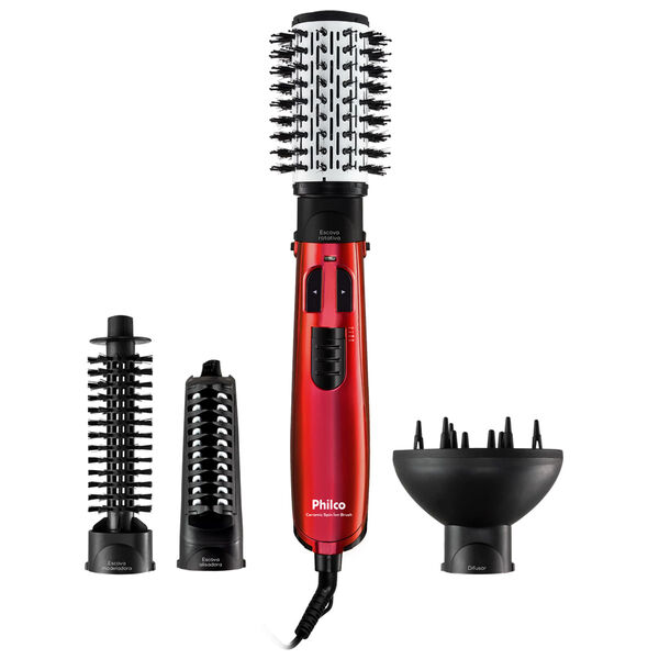 Escova Rotativa Philco Ceramic Spin Ion Brush Pec05v 1100w 220v