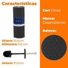 Escova Sanitária Com Suporte E Tampa Em Inox Martelada Cinza