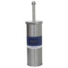 Escova Sanitária Com Suporte E Tampa Em Inox Polido Martelada