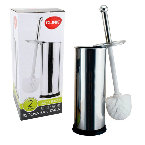 Escova Sanitária Limpador Vaso Acompanha Suporte De Aço Inox