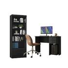 Escritório Com Escrivaninha 2 Gavetas E Livreiro Multiuso Com