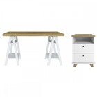 Escritório Completo 2 Gavetas Olmo/branco - Artany Móveis