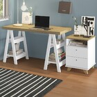 Escritório Completo 2 Gavetas Olmo/branco - Artany Móveis