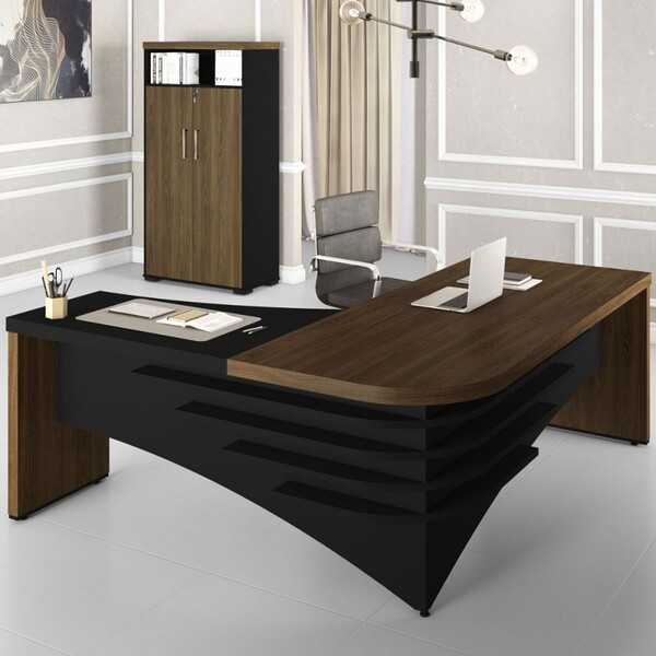 Escritório Completo 2 Portas Charuto/preto - Artany Móveis