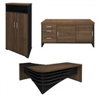 Escritório Completo 4 Portas 3 Gavetas Charuto/preto - Artany