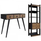 Escritório Completo 5 Gavetas Preto Brise - Genialflex