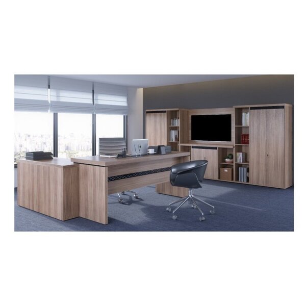 Escritório Completo 5 Peças Pe50 Pandin Móveis Noce Naturalle