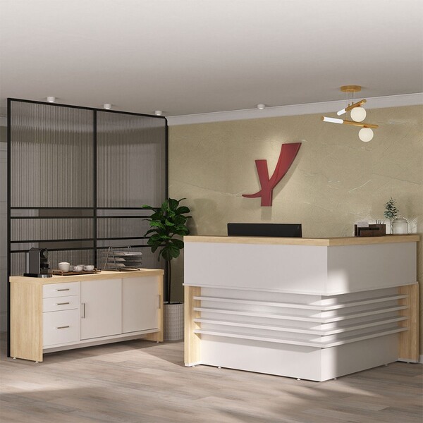 Escritório Completo Atendimento 2 Portas 3 Gavetas Carvalho/b