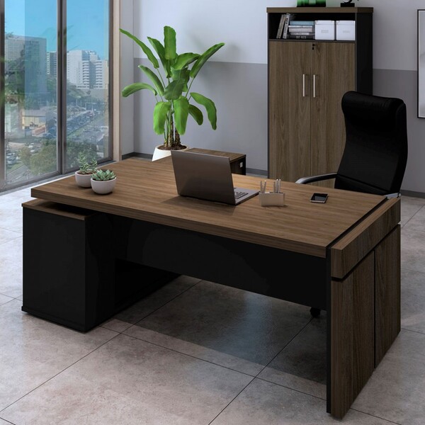 Escritório Completo Diretoria 3 Portas Charuto/preto - Artany