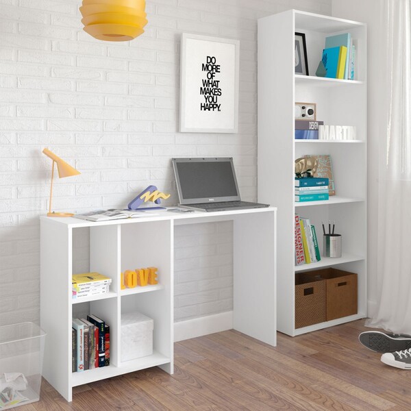 Escritório Completo Matrix 4 Prateleiras 4 Nichos Branco - Pa