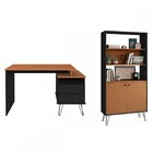 Escritório Completo Plus 2 Portas 2 Gavetas Freijó/preto - Ar