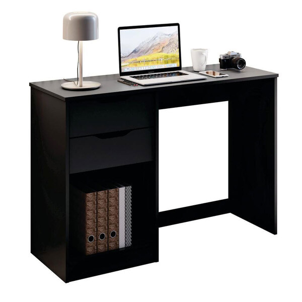 Escrivaninha 02 Gavetas Flora Wow Preto Fosco Conquista Móveis