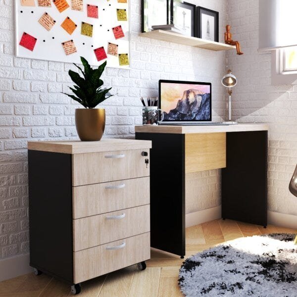 Escrivaninha 100cmx42cm 100cm Preto E Geneve Preto/geneve