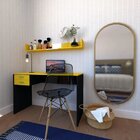 Escrivaninha 100cmx47cm 2 Gavetas 100cm Preto E Amarela Preto