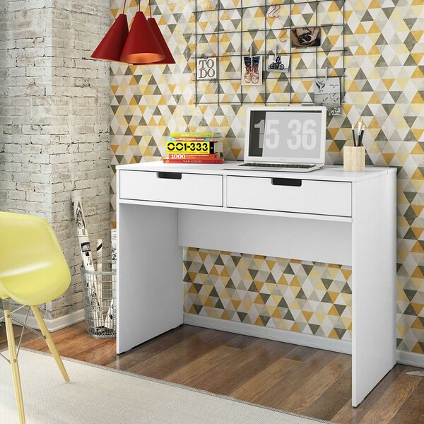 Escrivaninha 103cm 2 Gavetas New Escritório Branco