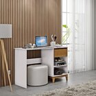 Escrivaninha 110cm 1 Gaveta 2 Nichos Off White/freijó