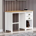 Escrivaninha 110cm Madeira Maciça 2 Gavetas Topazio  Branco/f