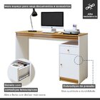 Escrivaninha 120cm 1 Porta 1 Gaveta 100% Mdf Madrid Branco/na