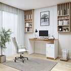 Escrivaninha 120cm 1 Porta 1 Gaveta 100% Mdf Madrid Branco/na