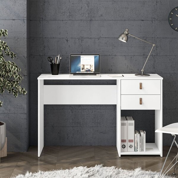 Escrivaninha 120cm 2 Gavetas Filadélfia Espresso Móveis Branco