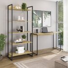 Escrivaninha 120cm Iron Com Estante Livros Em Aço E Mdp Indus