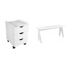 Escrivaninha 120cm Magnólia Com Gaveteiro 3 Gavetas Lomo Falkk